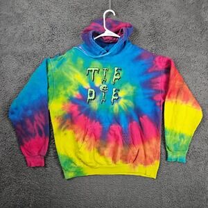 Colortone Tie Die Skull Hoodie Mens Medium Multicolor Rainbow Distressed Graphic